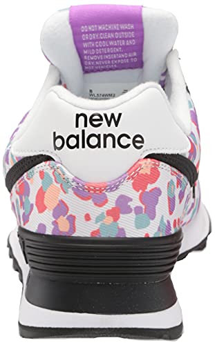 New Balance Zapatilla de deporte de camuflaje floral 574 V2 para mujer, Blanco/Heliotrop, 40.5 EU