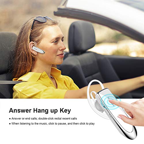 New Bee Manos Libres Auricular Bluetooth Auricular inalámbrico Bluetooth Mano Libre con tecnología de Captura de Voz Clara Auricular Bluetooth para iPhone Samsung Huawei Sony, etc (Blanco)