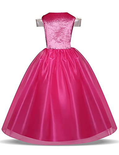 New front Disfraz de Bella Durmiente Vestido de Princesa Aurora Rosa Traje Bella Durmiente y Accesorio Cosplay de Fiesta Navidad Cumpleaños Halloween Carnaval 3-10 años