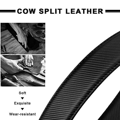 NEWHEY Cinturon Hombre Cuero Cinturones Piel Jeans Hombre Negro Hebilla Cinturon Reversible Hombre 3cm Ancho 125cm con Caja de Regalo.