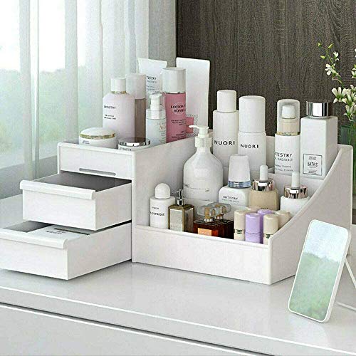 NiC IS COCNG Organizador De Maquillaje, Bandeja De Almacenamiento De Joyas De Caja De Cosméticos Con Cajones, Vanidad De Visualización De Encimera Para Baño Con 2 Cajones 7 Compartimentos, Para Cómoda