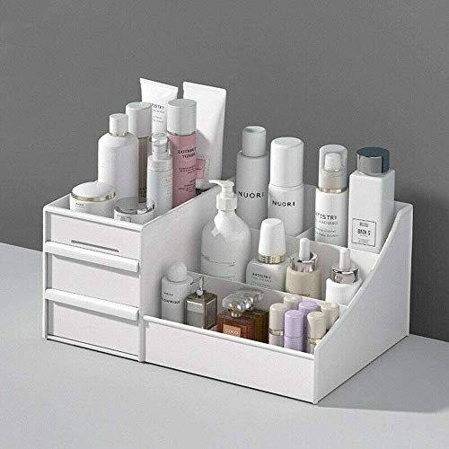 NiC IS COCNG Organizador De Maquillaje, Bandeja De Almacenamiento De Joyas De Caja De Cosméticos Con Cajones, Vanidad De Visualización De Encimera Para Baño Con 2 Cajones 7 Compartimentos, Para Cómoda