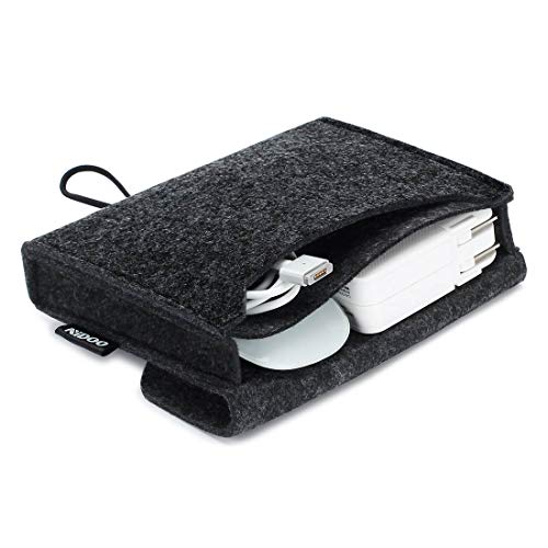 NIDOO Bolsa de almacenamiento de fieltro para accesorios (ratón, teléfono móvil, cables, SSD, caja de disco duro, banco de energía y más) – 6.3 pulgadas, gris oscuro