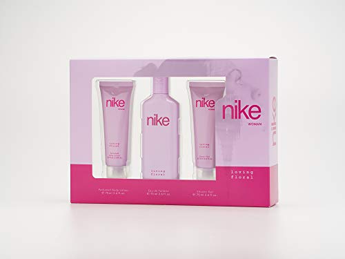 NIKE - Loving Floral, Estuche Regalo de Mujer, Pack de 3 Piezas (Perfume 75 ml + Gel Baño 75 ml + Crema de Cuerpo 75 ml)