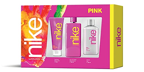 NIKE - Pink, Estuche Regalo de Mujer, Pack de 3 Piezas (Perfume 100 ml + Crema de Cuerpo 75 ml + Gel Baño 100 ml)