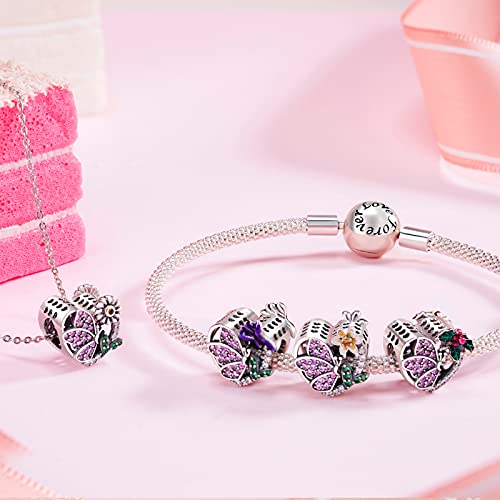 NINGAN May-Lily of the Valley Abalorios Charms Colgantes de Encanto familia eterna Cuentas Plata de Ley 925 con Compatible con Pulsera Pandora & Europeo, Charms para Mujer Niña