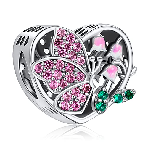 NINGAN May-Lily of the Valley Abalorios Charms Colgantes de Encanto familia eterna Cuentas Plata de Ley 925 con Compatible con Pulsera Pandora & Europeo, Charms para Mujer Niña