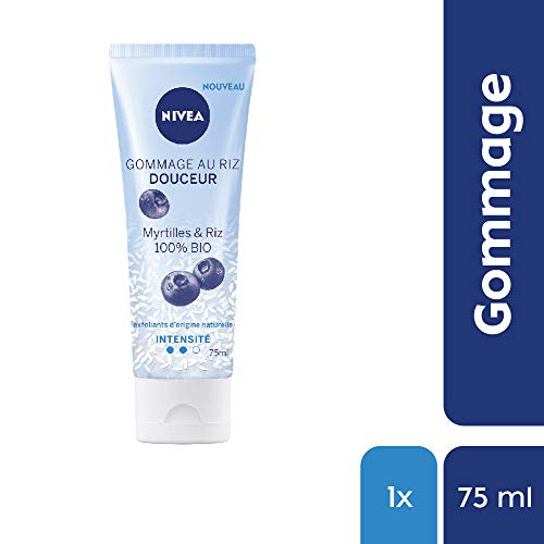 Nivea - Exfoliante de arroz suave (1 x 75 ml), exfoliante de origen natural enriquecido con semillas de arroz japonica y arcilla orgánica, cuidado facial revitalizante para pieles normales