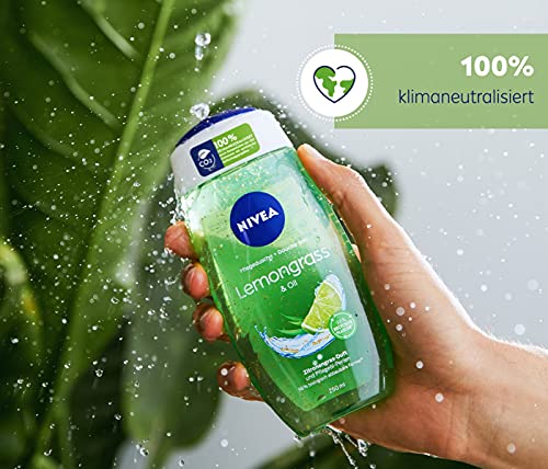 Nivea Gel de ducha Lemongrass & Oil (250 ml), gel de ducha refrescante con perlas de aceite nutritivo, ducha mimada con fragancia revitalizante de hierba de limón