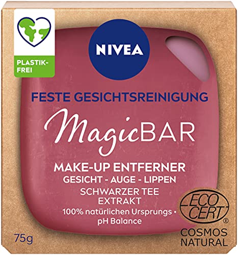 NIVEA MagicBAR - Limpiador facial sólido para rostro, ojos y labios, cosmética natural certificada con extracto de té negro (75 g)