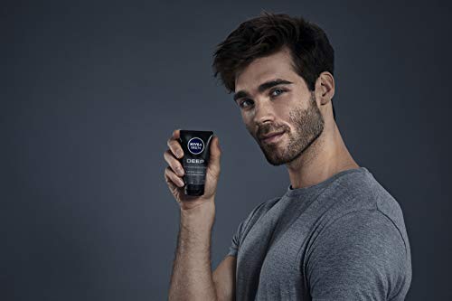 Nivea Men Deep Control - Gel exfoliante antiespinillas y gel de lavado, 1 envase de 75 ml, limpieza facial, limpieza profunda de los poros con exfoliante para la cara