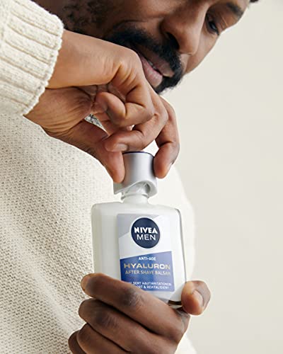 NIVEA MEN Hyaluron Bálsamo After Shave Antiedad con Ácido Hialurónico (1 x 100 ml), bálsamo hidratante para calmar la piel tras el afeitado, bálsamo facial refrescante