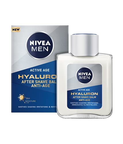 NIVEA MEN Hyaluron Bálsamo After Shave Antiedad con Ácido Hialurónico (1 x 100 ml), bálsamo hidratante para calmar la piel tras el afeitado, bálsamo facial refrescante