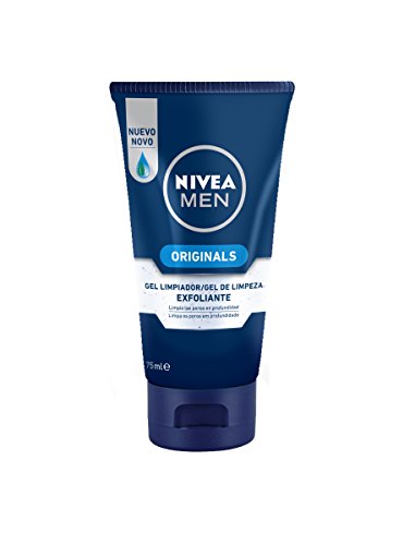 NIVEA MEN Protege & Cuida Gel Limpiador Exfoliante, gel limpiador facial con aloe vera, gel de limpieza facial para eliminar las impurezas - 1 x 75 ml