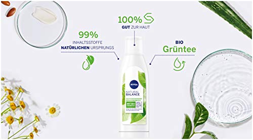 NIVEA Natural Balance - Leche limpiadora facial (200 ml), té verde y aceite de semillas de colza, leche limpiadora que elimina el maquillaje a fondo y cuida