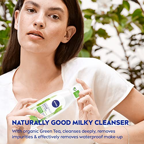 Nivea Naturally Good Limpiador Lácteo (200 ml), limpiador facial con 99% de ingredientes de origen natural, limpiador facial con té verde orgánico, limpiador de piel natural, paquete de 6