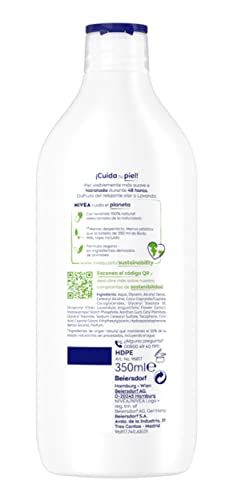 NIVEA Naturally Good Loción Corporal Relajante Lavanda Natural (1 x 350 ml), crema corporal con un 98% de ingredientes naturales, hidrata la piel seca durante 48 horas