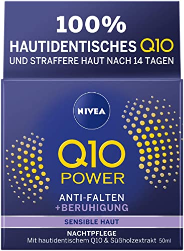 Nivea Q10 Power anti-arrugas + Reducir sensibilidad de noche para rejuvenecedora Cuidado, feuchtigkeitsspendende Crema, 50 ml