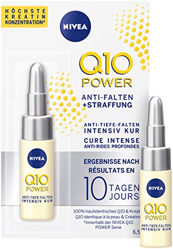 NIVEA Q10 Power Tratamiento Antiarrugas + Firmeza 10 días en (6,5 ml), ampollas antiedad con coenzima Q10 y creatina para el cuidado facial