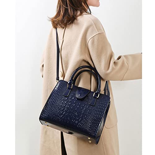 NIYUTA Bolsos de mano Mujer Bolsos bandolera patrón de cocodrilo Moda charol Bolsos totes Shoppers y bolsos de hombro 3 piezas azul