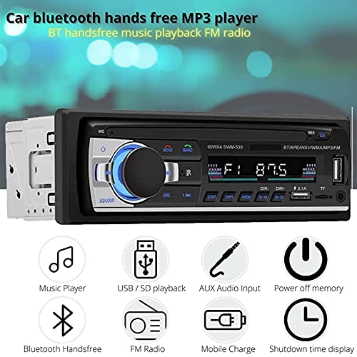 NK Auto Radio Coche - 1 DIN - 4x40W - Bluetooth 4.0 , Función AUX, Reproductor MP3 y Doble Puerto USB, FM Sonido Estéreo, Llamadas Manos Libres, Mando para Control Remoto, Pantalla LCD, iOS & Android