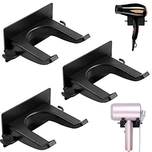 NO Soporte para Secador de Pelo, 3 Piezas Multifunción Universal Autoadhesivo Soporte para Secador de Pelo y Plancha Compatible con Todos los Secadores de Cabello para Dormitorio o baño Aseos