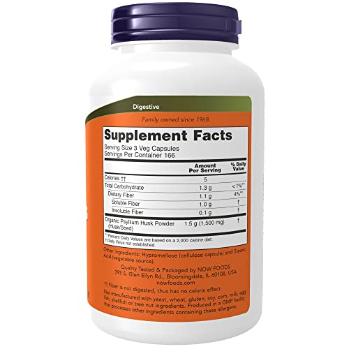 Now Foods Psyllium Husk 500X 500Mg Capsules