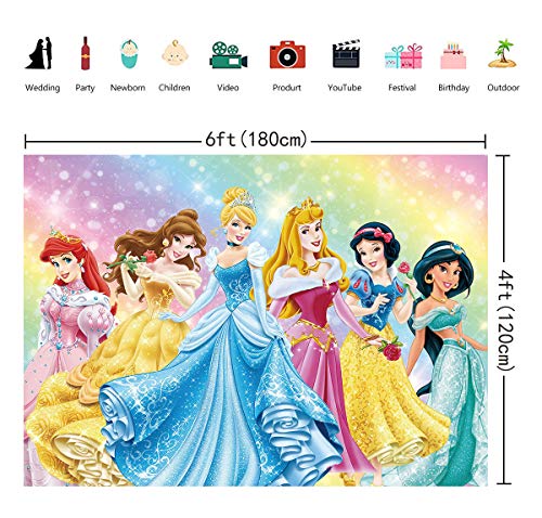 NSY Fondo de fotografía de princesa con purpurina y diseño de princesa, para niña, 1er cumpleaños, fiesta, decoración de banner para fiestas de bebé, princesa, vestido de fiesta (2,1 m x 1,5 m)