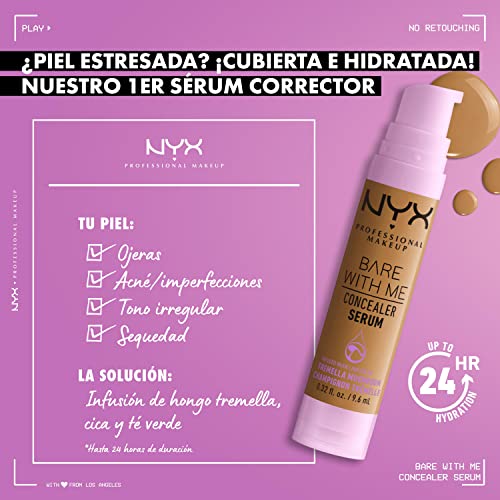 NYX Professional Makeup Bare With Me Serum Corrector, Natural, Cobertura Media, Golden, 9,6ml