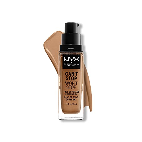 NYX Professional Makeup Base de maquillaje Can't Stop Won't Stop Full Coverage Foundation, Larga duración, Waterproof, Fórmula vegana, Acabado mate, Tono: Golden Honey