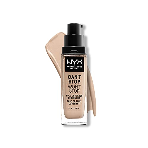 NYX Professional Makeup Base de maquillaje Can't Stop Won't Stop Full Coverage Foundation, Larga duración, Waterproof, Fórmula vegana, Acabado mate, Tono: Alabaster