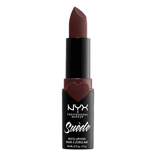 NYX Professional Makeup NYX Professional Makeup Barra de Labios Mate de Larga duración y Cobertura Total Suede Matte Lipstick Tono 7 Cold Brew Color Marrón Oscuro, Mujer, Talla única