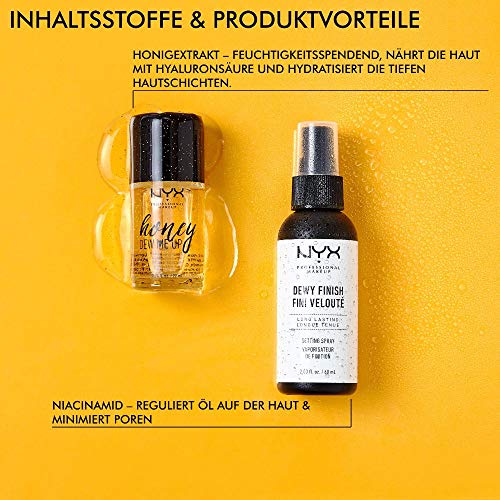 NYX Professional Makeup Set de Maquillaje Efecto Jugoso, Honey Dew Me Up Primer, Spray Fijador de Maquillaje Makeup Setting Spray- Dewy, Preparación y Puesta en Marcha para un Maquillaje Duradero