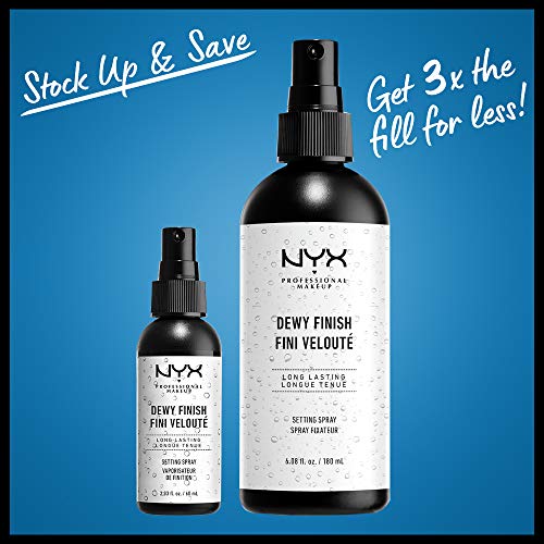 NYX Professional Makeup Spray fijador Makeup Setting Spray, Larga duración, Ligero, Fórmula vegana, Acabado jugoso, Formato Maxi 180 ml