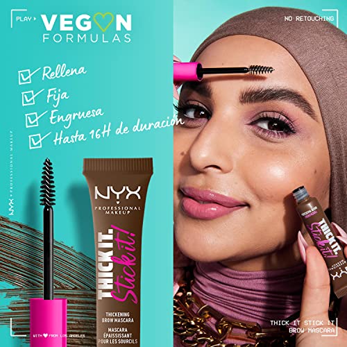 NYX Professional Makeup Thick It. ¡Fíjalas! Máscara de cejas, matiza y rellena con 16 horas de duración, Espresso