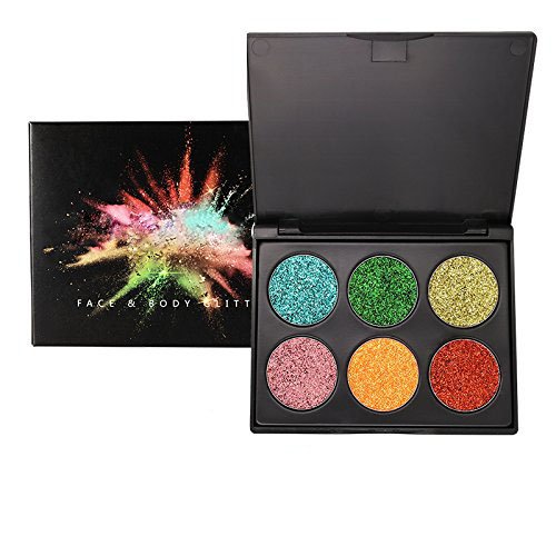 OFKPO 6 Colores Paleta de Maquillaje Profesional con Purpurina para Sombras de Ojos Brillantes,Labios y Uñas