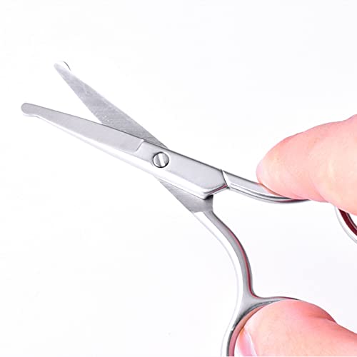 Olakin Tijeras de Acero Inoxidable con Punta Redonda Trimmer, Tijeras para Nose hair, Ceja, Orejas y ​Barba Pelo Quita, Universal para hombres y mujeres(9,1 x 4,7cm)