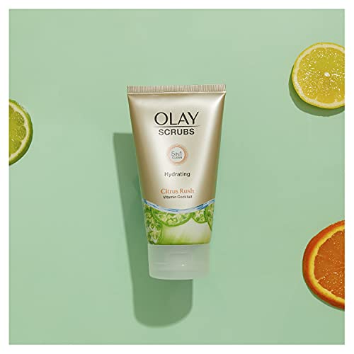 Olay Hidratante Scrub Energía Cítrica, Exfoliante Suave Para una Piel Radiante Con Extracto De Cítrico Y Vitaminas B3, B5 y E, 150 ml