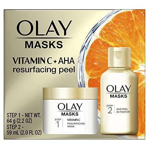 Olay Kit de máscara facial de vitamina C, kit exfoliante con máscara, sílice, exfoliante de piel de aja, 0.47 onzas líquidas