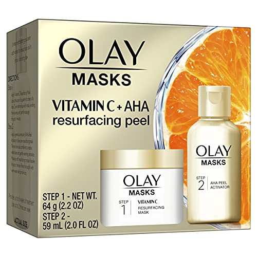 Olay Kit de máscara facial de vitamina C, kit exfoliante con máscara, sílice, exfoliante de piel de aja, 0.47 onzas líquidas