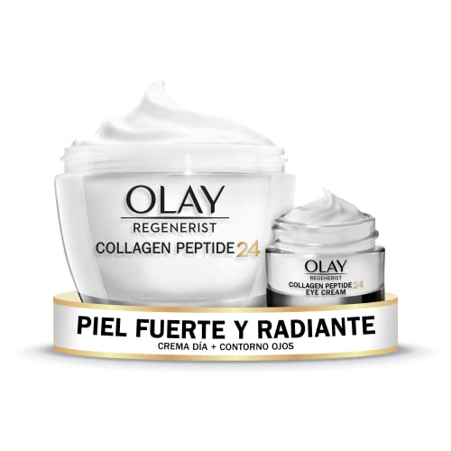 Olay Regenerist Collagen Peptide24 Crema de Día Sin Perfume + Crema contorno de ojos Sin Perfume, Revela Una Piel Fuerte Y Luminosa En 14 Días