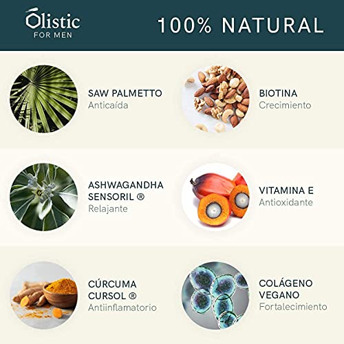 Olistic for MEN -28 Ampollas de Tratamiento Anticaída Cabello para Hombre - Fortalece las Fibras Capilares y ayuda a prevenir la Caída de Pelo - 100% Natural, Vegano, Sin gluten y GMO Free