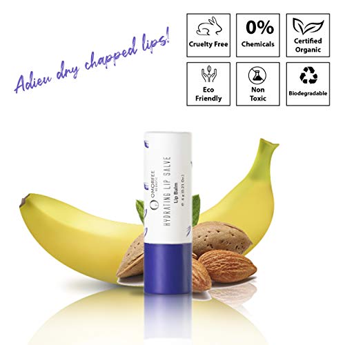 Omorfee Barra de labios hidratante 100% orgánica, barra de labios para labios secos, barra de labios para labios agrietados, hidrata y suaviza los labios muy secos. Hydrating Lip Balm Stick - 6 g