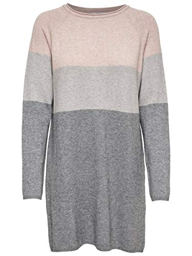 Only Onllillo L/s Dress Knt Noos Vestido, Multicolor (Mahogany Rose Detail: W Melange/Light Grey Melange/Medium Grey Melange), Large para Mujer