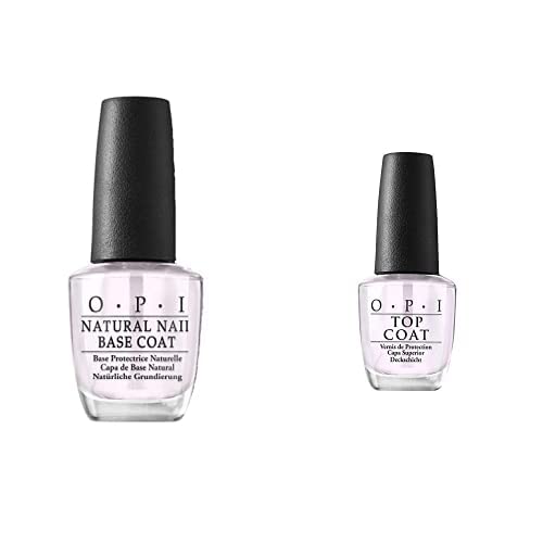 OPI Natural Base Coat - Base Protectora de Uñas Natural, Efecto Manicura Profesional - 15 ml + OPI Top Coat - Efecto Manicura Profesional - 15 ml