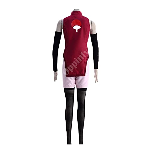 Oppinty Cosplay costumes Uchiha Sarada cos costumes male performance stage costumes M red