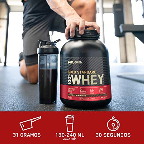 Optimum Nutrition Gold Standard 100% Whey Proteína en Polvo, Glutamina y Aminoácidos Naturales, BCAA, Crema de Vainilla Francesa, 76 Porciones, 2,28kg, Embalaje Puede Variar