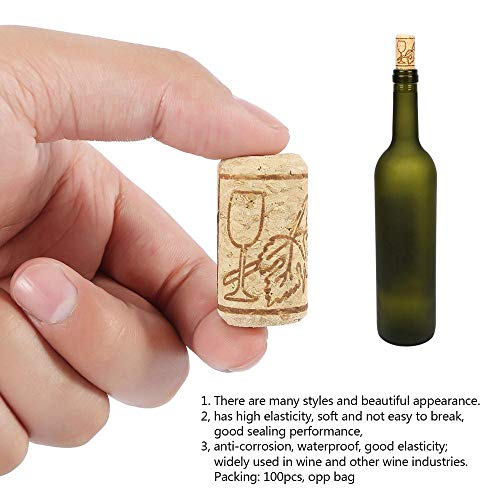 OQQE 100pcs Tapón de corchos de Vino Tapa de Botella de Vidrio de Vino Sellado Reutilizable Tapa de Tapa de Madera Tapón de Botella de Vino Accesorios de Botella de Cocina, Naranja, España