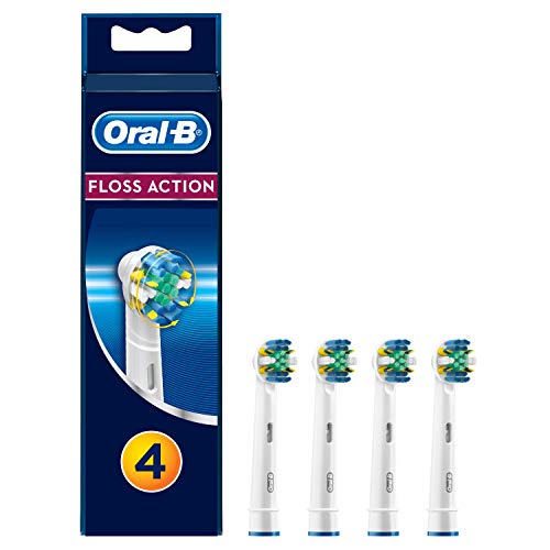 Oral-B Cabezales de cepillo de dientes de repuesto originales de Floss Action, color blanco, paquete de 4