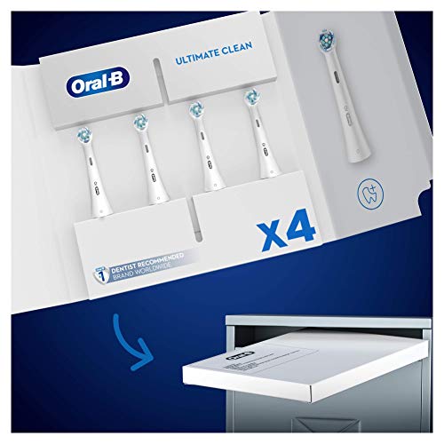 Oral-B iO Ultimate Clean Recambios Cepillo de Dientes Eléctrico, Pack de 4 Cabezales, Blanco - Originales, (Tamaño Buzón)